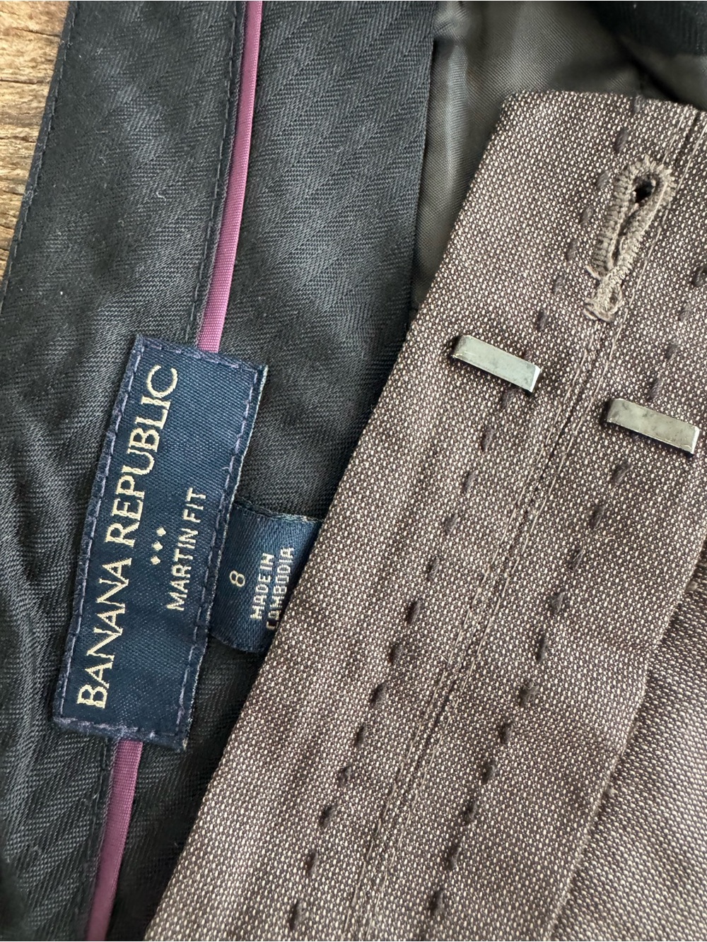 Banana Republic Brown Dress Trouser with Pink Piping